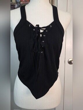 Killstar Black Lace-Up Haltertop